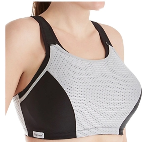 Glamorise Womens Sports Bra 42D Grey Black High Support Wireless Double Layer - Picture 12 of 12